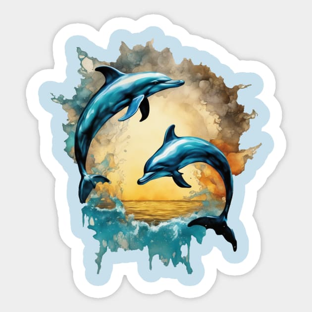 Ocean Serenade: Dolphin Dreams Sticker by Thompson Prints